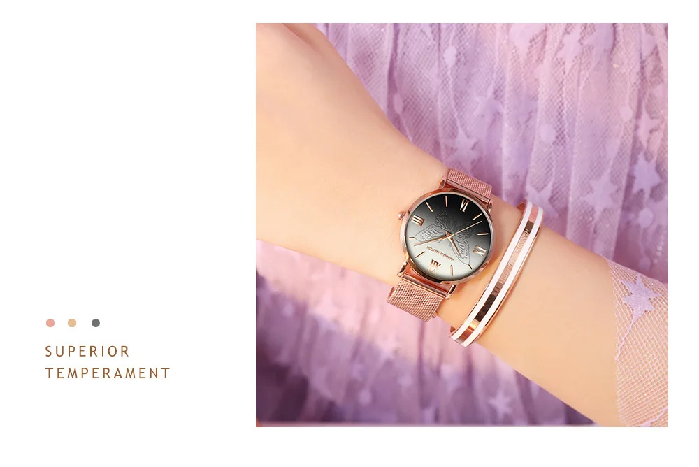 Женские часы из нержавеющей стали с сеткой, розовые, 3D, Бабочка, женские часы, лучший бренд, японский механизм, Роскошные, розовое золото, женские наручные часы