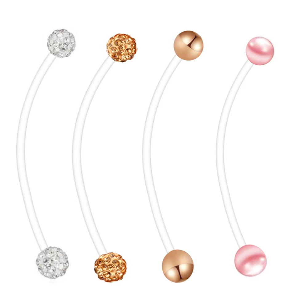 

JUNLOPWY UV Acrylic Clear 14g Pregnancy Pregnant Navel Belly Ring Industrial Barbell Earring Body Piercing Jewelry Jewelry 80pcs