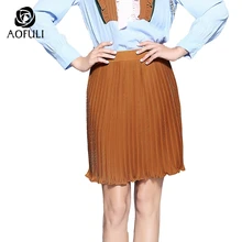 S-5XL темно-желтая плиссированная мини-юбка с оборками Офисная Женская рабочая одежда выше колена короткая юбка плюс Размер Женская одежда 5731