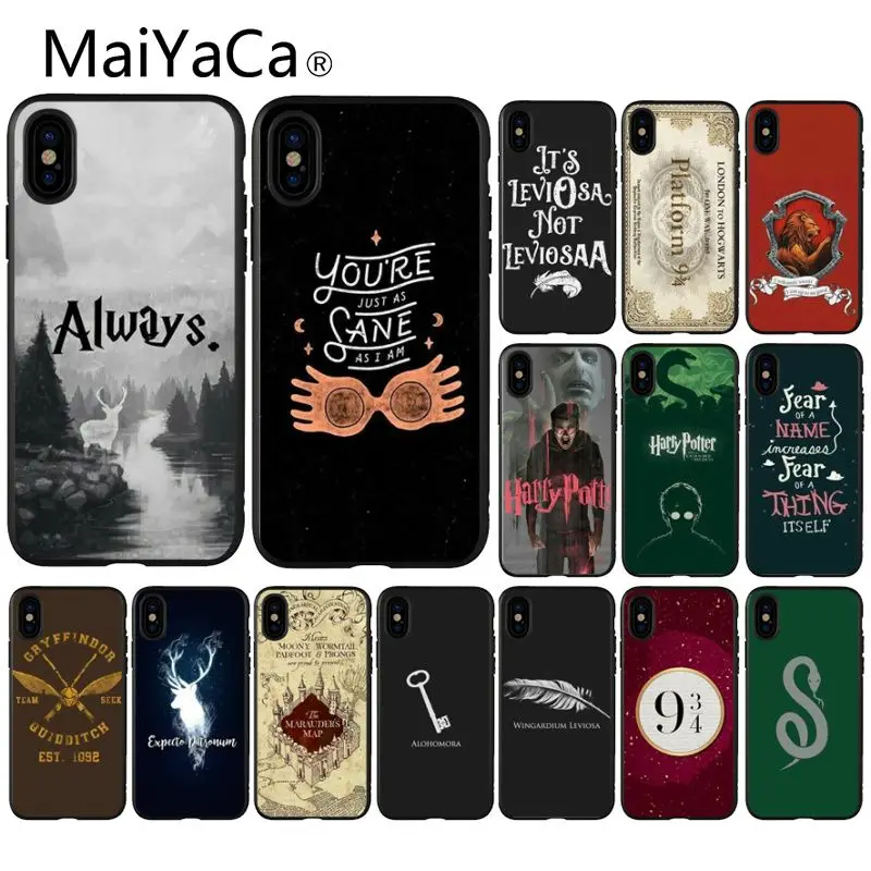 

MaiYaCa Harry Potter Hogwarts Pattern Design Coque Fundas Capa black Phone Case for iPhone X XS MAX 6 6S 7 7plus 8 8Plus 5 5S XR