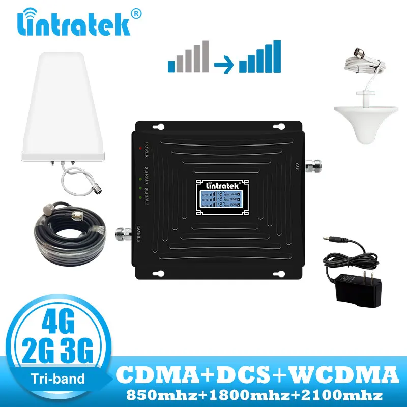 Усилитель трехдиапазонного сотового телефона Lintratek CDMA 850 DCS LTE 1800 wcdma 2100 усилитель