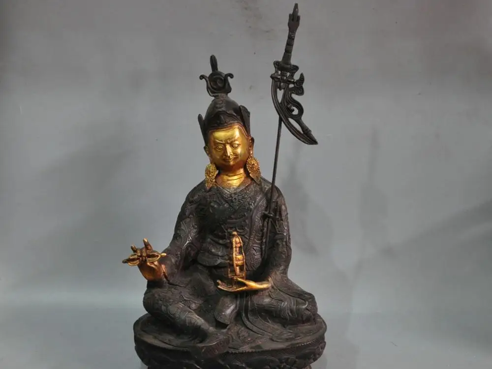 

12" China Tibet Padmasambhava Guru Buddha Bronze Statue