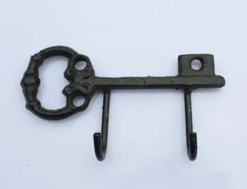 

High-grade Cast Iron Key Double Hook Retro Wall Mounted Dress Hat Coat Hanging Hanger Bathroom Robe Hooks Home Decortion