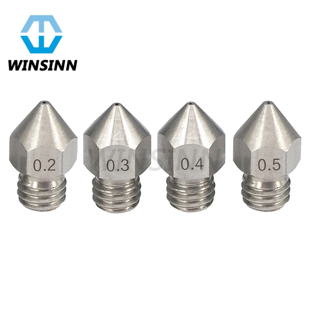 MK8 сопло из нержавеющей стали 0 2 3 4 5 мм CR10 для 3D принтера Creality Cr 10 Cr10s Ender Hotend Extruder 1 75