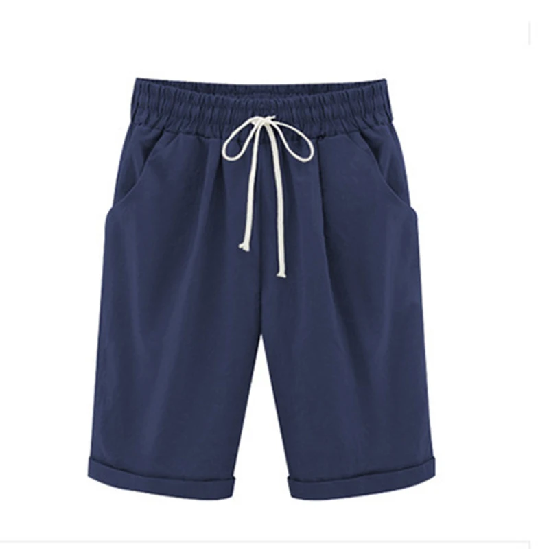 Women Summer Shorts 2018 Loose Mid Elastic Waist Solid Casual Cotton Comfort Women's Clothing Sexy Home Women Shorts Plus Size Shorts