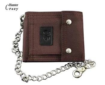 

Mens Boys Biker Casual Canvas Tow Snap Bifold Wallet Purse With Long Chain Gift