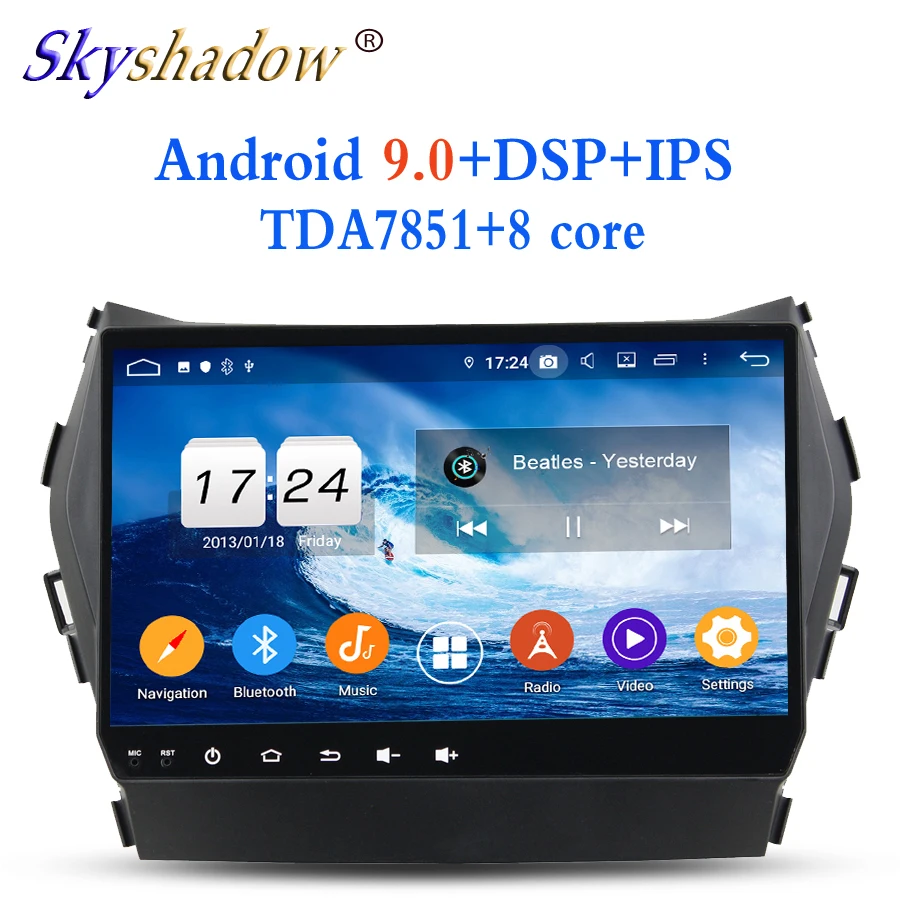 Perfect IPS 9" TDA7851 2 din Android 9.0 For Hyundai IX45 2014-2016 eight Core 4G RAM Car Radio Tape recorder GPS Map wifi Bluetooth 4.2 3