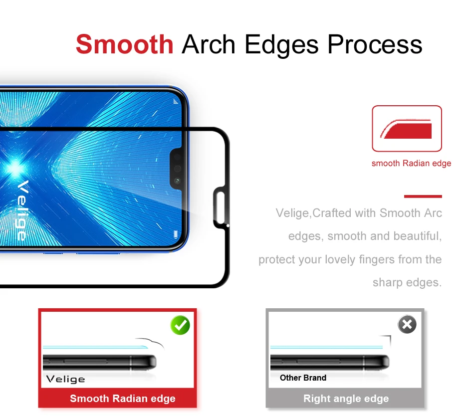 Velige 9H Tempered Glass For Huawei Honor 8X Honor8X 8 X Screen Protector Ultra Thin Protective Safety Glass Film (8)