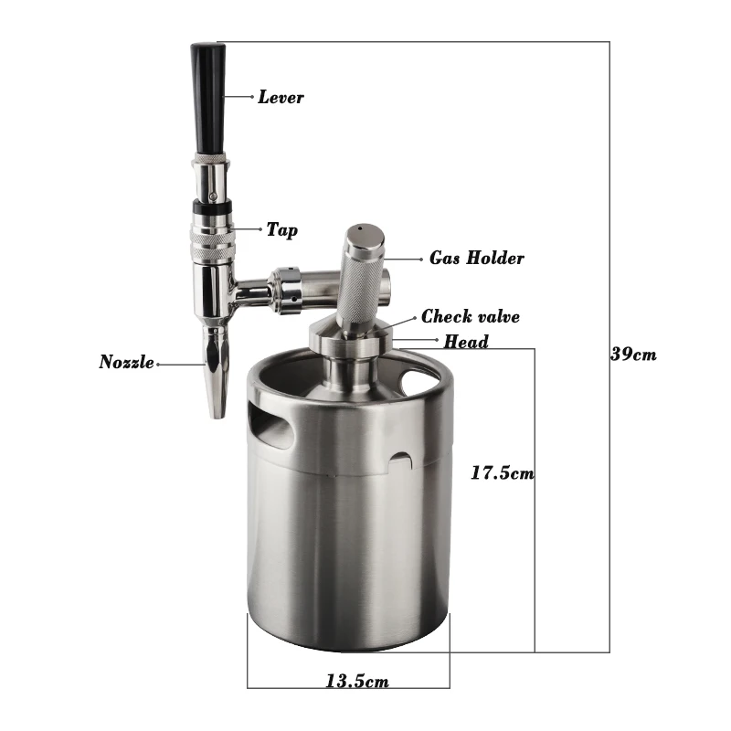 Nitro кофеварка с холодным пивоварением 2л мини из нержавеющей стали Keg Home Brew Coffee System