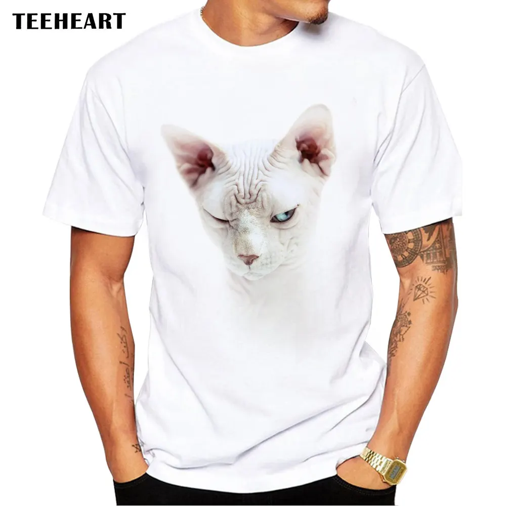 2017 новинка крутая канадская безволосая Футболка с принтом кота круглым вырезом