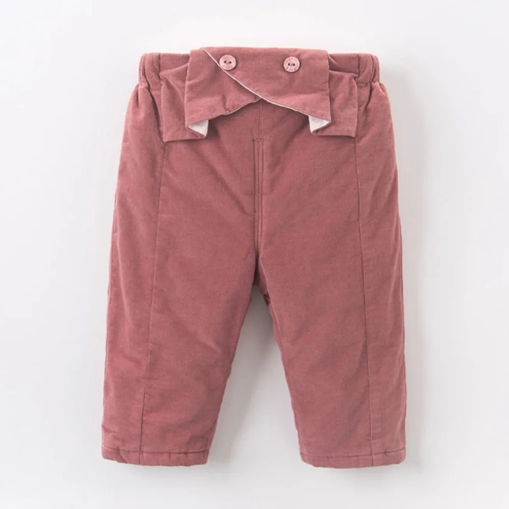 Dark Pink Corduroy Bow Winter Pants Girl Kid Clothes Cotton children