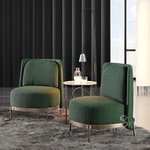 Único sofá nórdico moderno sala de estar poltrona verde escuro arte pano reclinável cadeira designer lazer cadeira