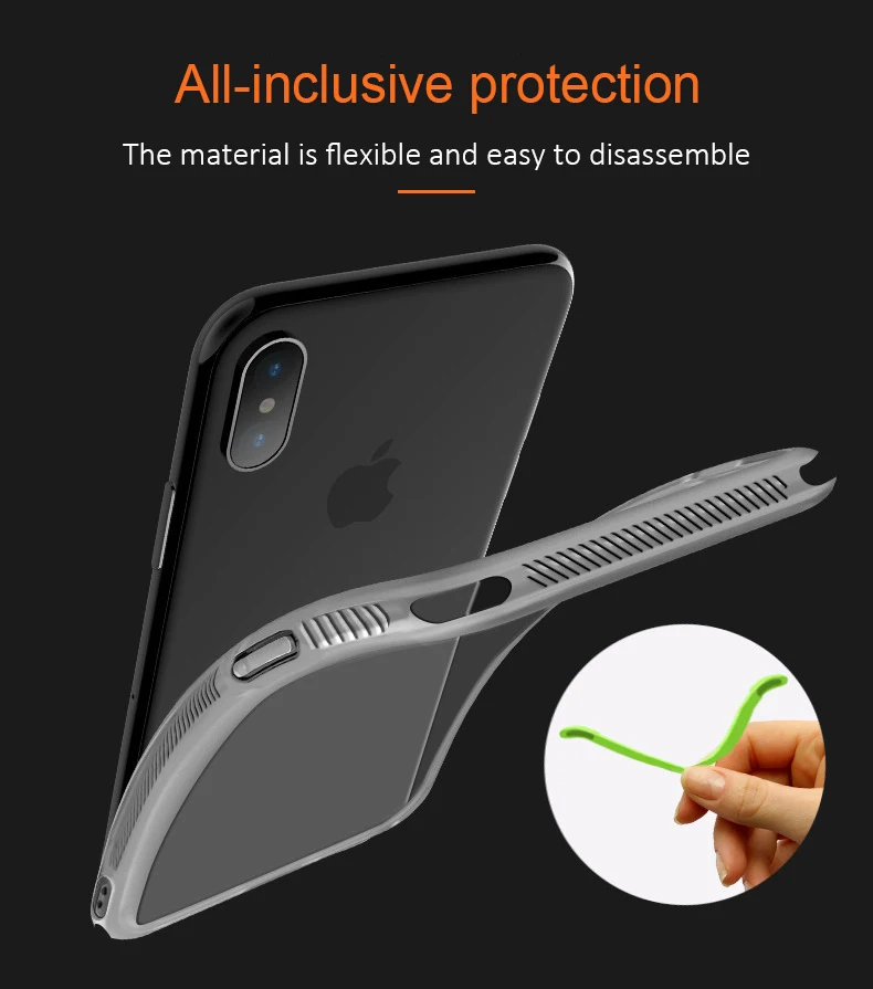 For Iphone 7 6 8 6S Plus Case Luxury Anti-knock Covers Transparent Soft TPU Clear Back Cover For Iphone X XS Max Phone Cases