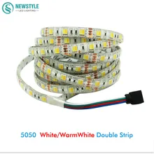 5m 5050 Led Strip Light 2 colors in 1 led DC12V Warm white / White CCT Waterproof 60led/m indoor outdoor decoration