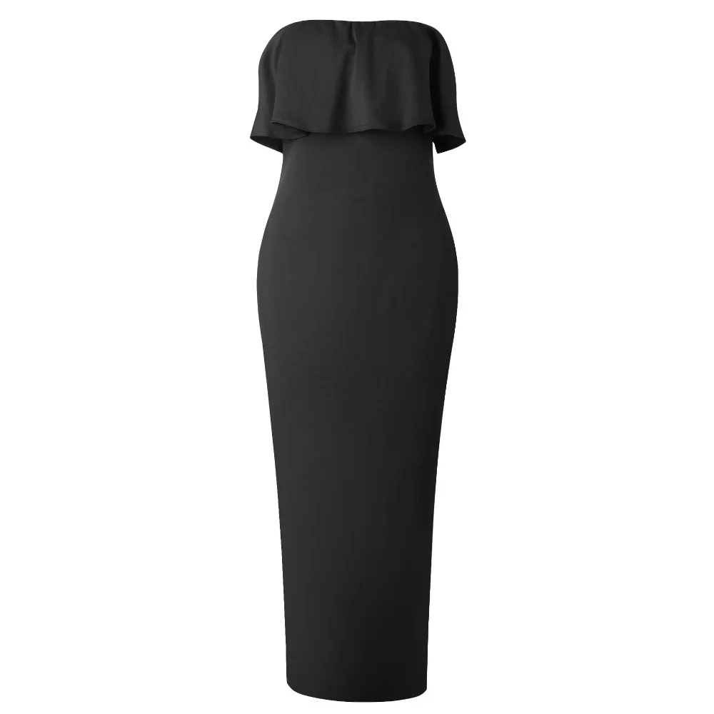 SHIBEVER New Ruffles Slash neck club women bodycon dress long Pencil summer sexy Strapless maxi Party dress Vestidos 0.6