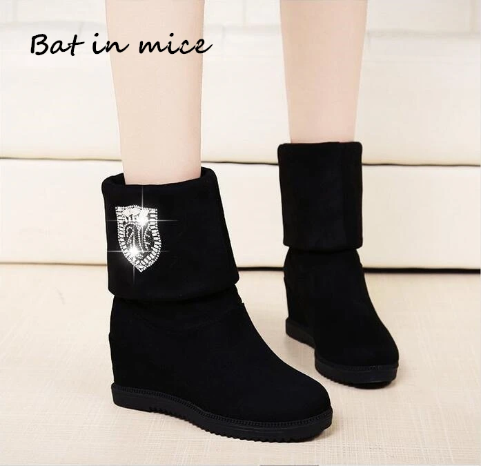 

2 style women boots Hot sale winter wedges boots high heels casual snow boots fashion snow botas shoes women Mujer zapatos A159