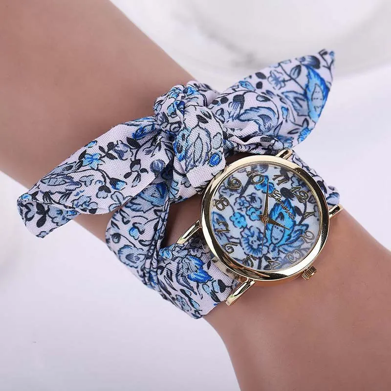 

2015 New Fashion Lady's Women Watches Bracelets Rose Cloth Band Quartz Analog Wrist Watches Dress Watch Relojes Free Shipping