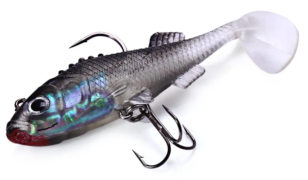 7.6cm Fishing Lure Soft Bait Artificial Paillette Shad with Treble Tackle Hooks