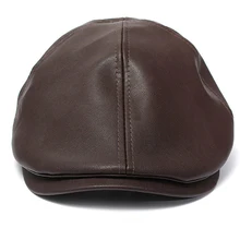 Новое поступление г. Для Мужчин's Для женщин Искусственная Кожа Остроконечные Кепки с закруглёнными краями и пуговицей сверху капот берет такси в стиле Гэтсби, плоская шляпа 15