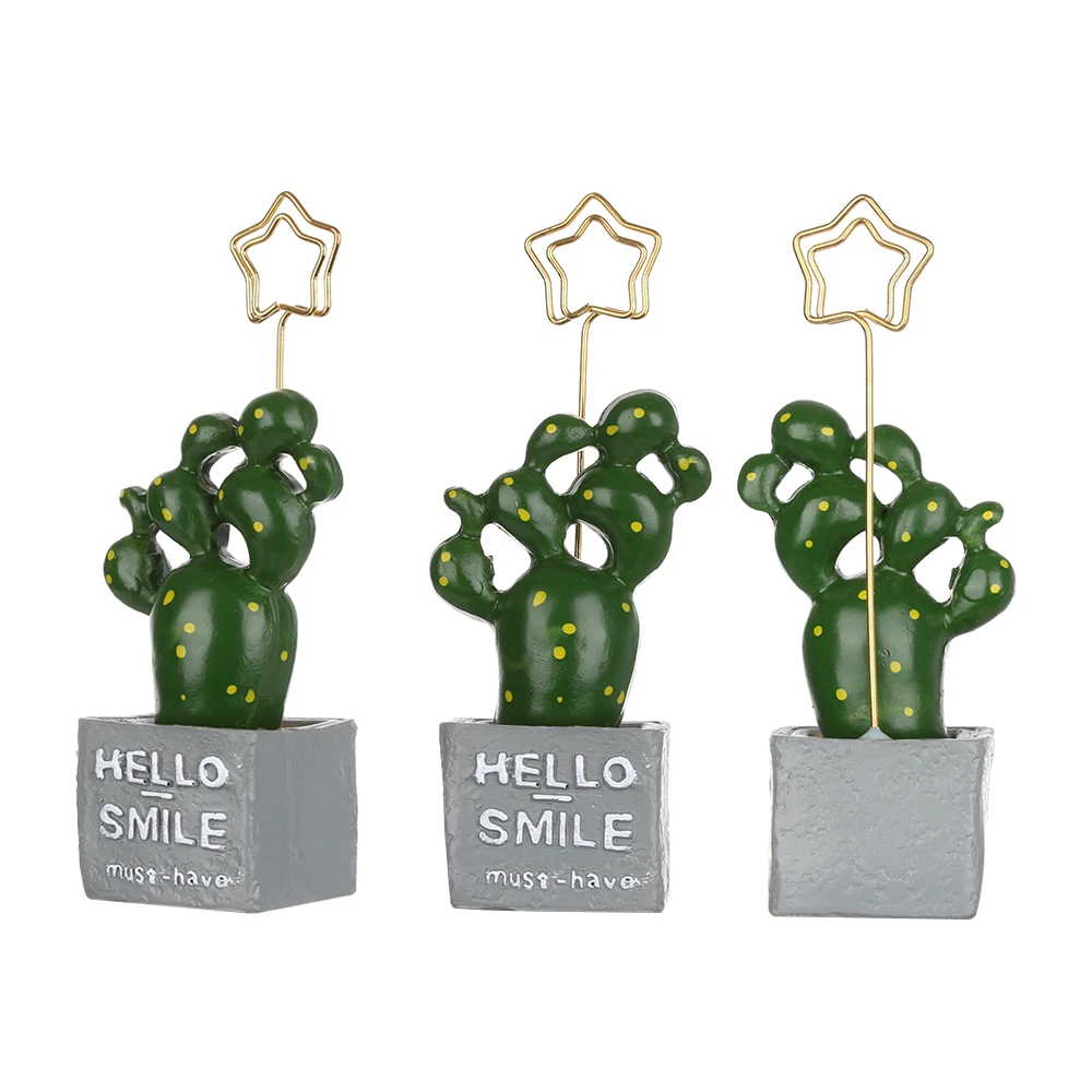 

1 PC Simulation Cactus Bonsai Card Holder Mini Picture Clip Desktop Ornament Home Decor Photo Frame Message Folder Photo Album
