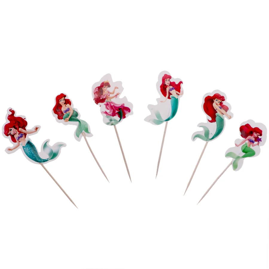 

24Pcs/cake Decoration Mermaid theme Cake topper with cake dessert For Wedding Birthday party decorations kids party supplier