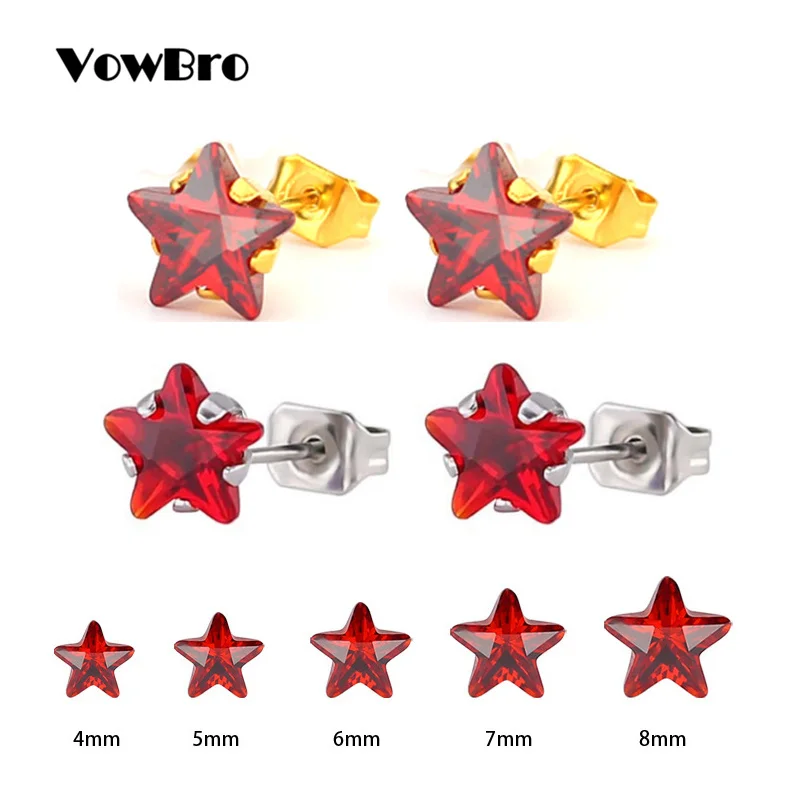 

VowBro 2019 New brand jewelry luxury Red Star austrian crystal earrings for women godl for women stud earrings for girls gift