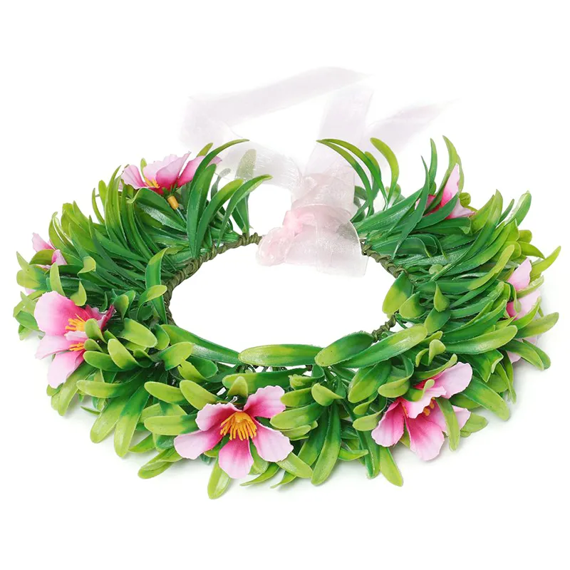 Garland Green Wreath Women Girl Hair Accessories Floral Hoop Headwear Moana Party Supplies Flower Crown St. Patrick's Day 7colors girls flower headband handmade rose floral garland hairband crown decorations wedding birthday party hair accessories