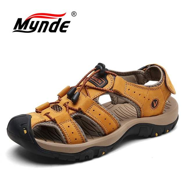 Mynde Brand Genuine Leather Men Shoes Summer New Large Size Men’s Sandals Men Sandals Fashion Sandals Slippers Big Size 38-47