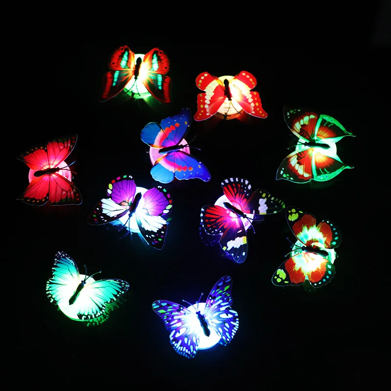 

5 PCS LED Cartoon Lights Glow In The Dark Toys New Children's Toys Flash Gifts Colorful Changing Butterfly For Childs Wall Decor