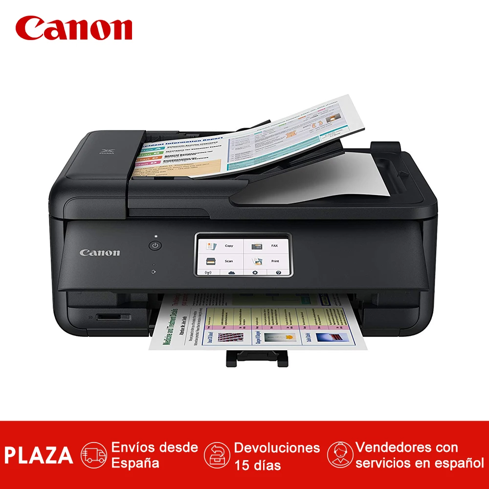 

Canon Pixma TR8550 - Impresora 4 en 1 (WiFi, Canon Print, Bluetooth,Pantalla tactil de 10.8 cm,Doble alimentador de Papel) Negro