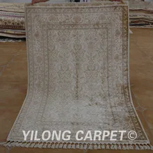 Yilong 4'x6. 2' традиционный шелковый ковер ручной работы коричневого цвета с классными клепками в виде тонкой восточные ковры(1534