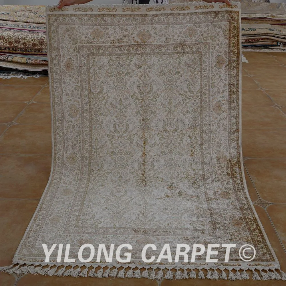 Yilong 4'x6. 2' традиционные шелковые ковры ручной работы коричневый vantage изящных восточные ковры (1534)