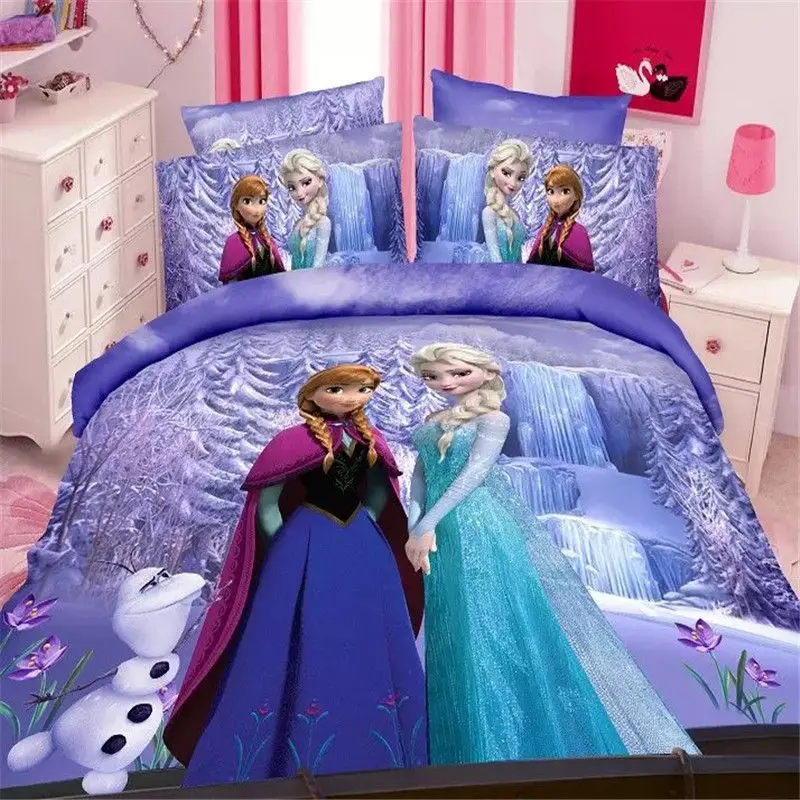 Комплект постельного белья для детей с изображением Эльзы и Анны из мультфильма «Холодное сердце», пододеяльники, простыни для девочек, Комплект постельного белья для детей 3-4 шт - Цвет: Disney Bedding 2