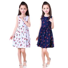 Летнее Детское платье с вишенками для девочек детское платье с открытой спиной и бантом для подростков от 4 до 12 лет, детские платья Vestidos