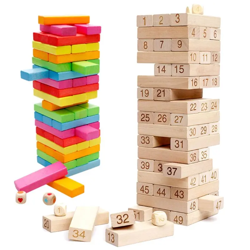 

Premium Quality Educational toys Timber Tower Wood Block Stacking Game - Number Match Playset (48 Pieces)