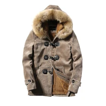 Winter Cotton Jackets Coats Mens Fashion Thick Warm Big Wool Fur Hooded Plus Size Jackets For Men Winter Parkas