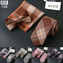 Галстук и платок Набор 6 см хлопок галстук комплект Для мужчин s галстуки бабочкой платок Узкие галстуки для Для мужчин Свадебная вечеринка gravata тонкий