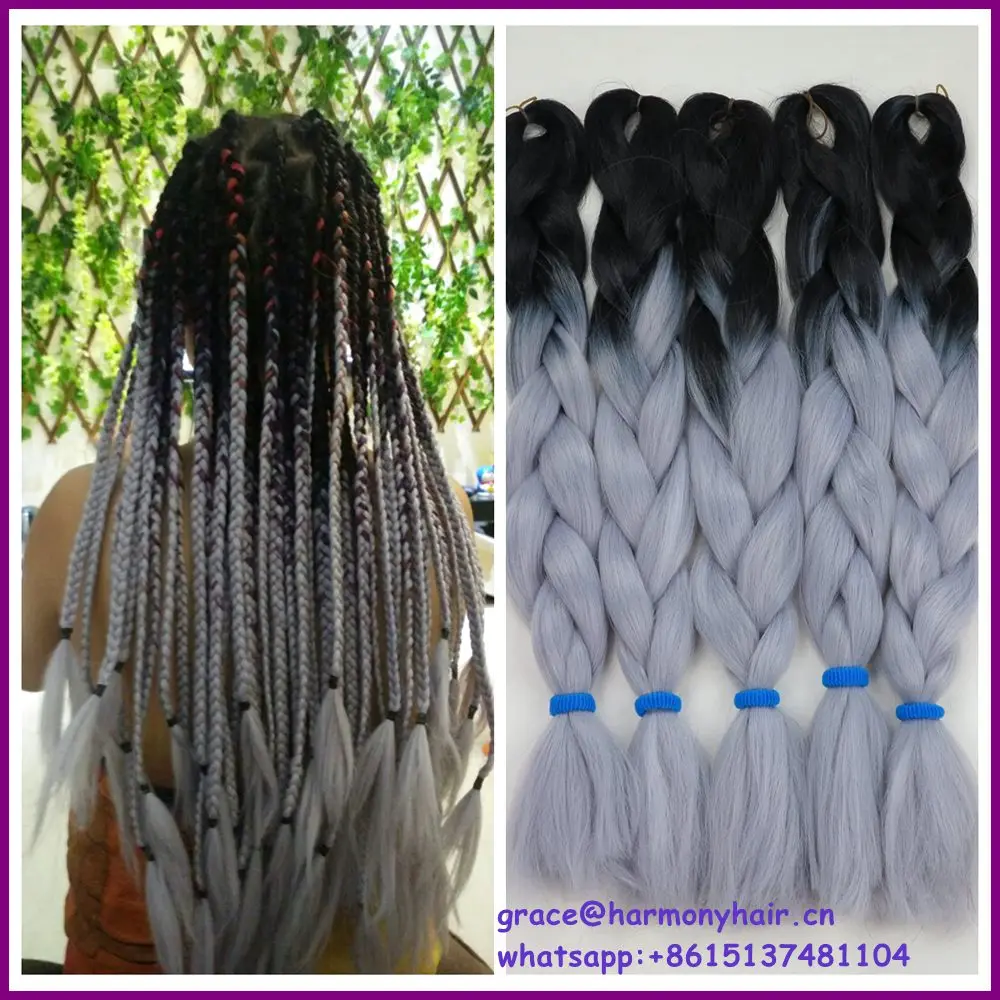Desire for hair 1 упаковка 24 дюйма 100 г синтетические два тона ombre box косы для наращивания волос для небольшой завивка, плетение волос - Цвет: T1B/серый