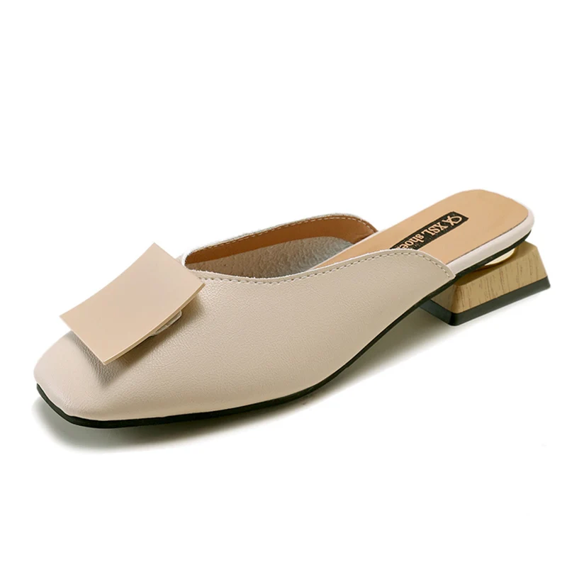 Г., элегантные кожаные туфли без задника женские Тапочки низкий каблук ...