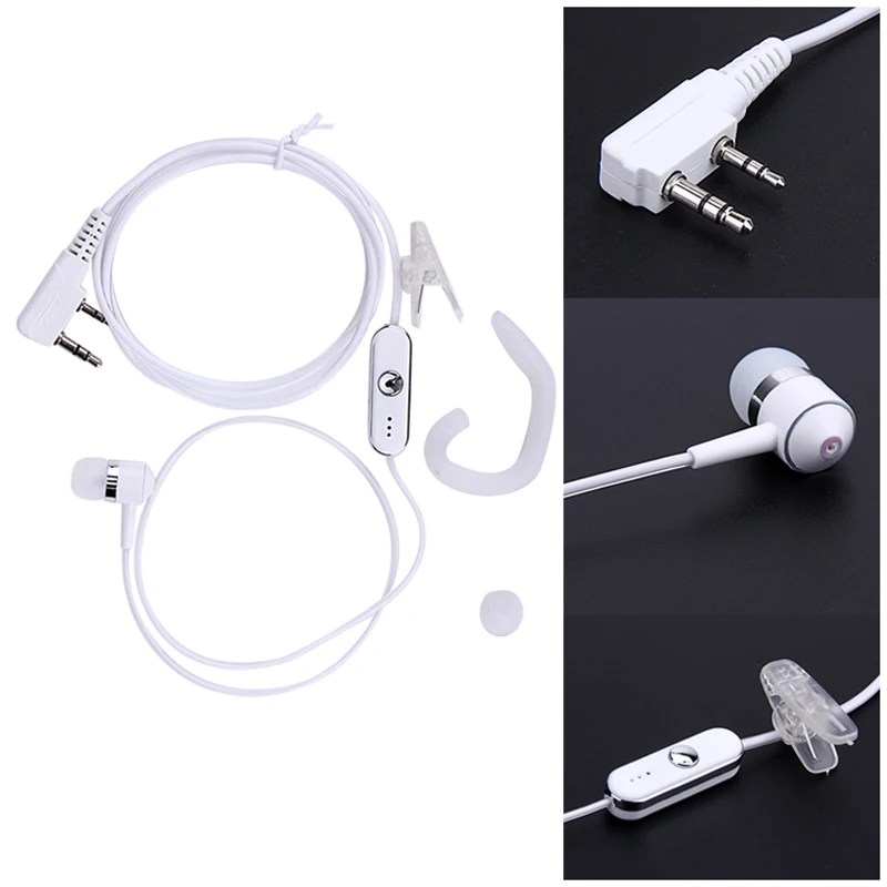 2 Pin Earphone Headphone Ear Hook Headset PTT MIC for BAOFENG KENWOOD Retevis HYT Radio Walkie Talkie Interphone (2)