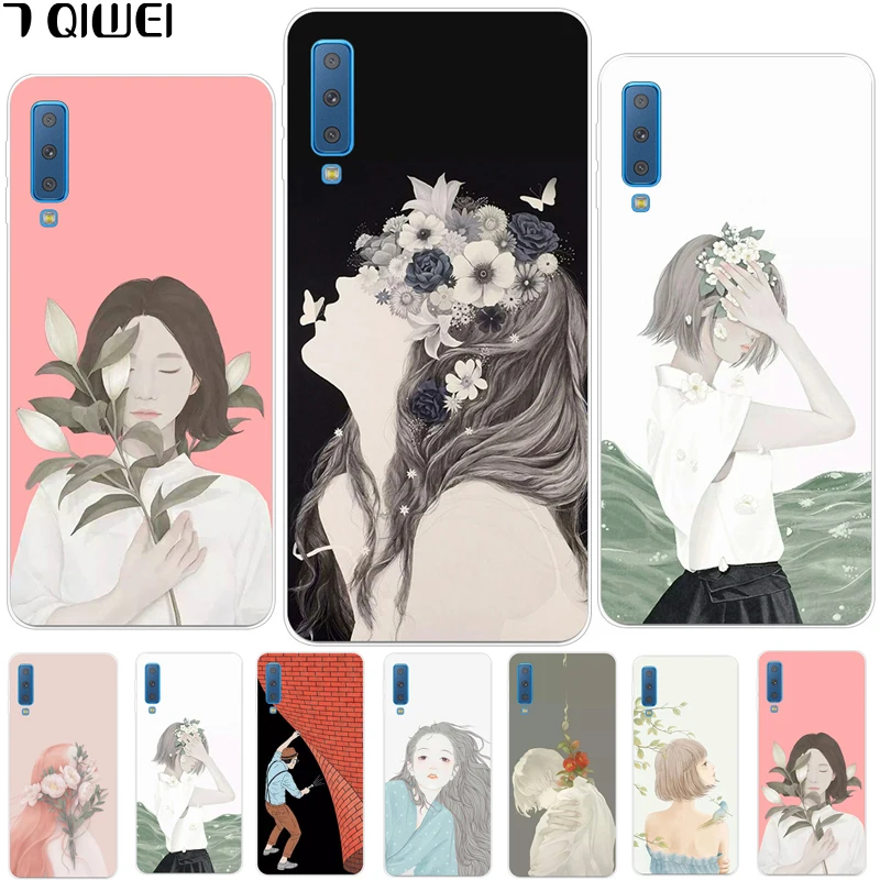 

For Samsung A7 2018 Case A750 6.0'' Soft Silicon TPU Phone Case For Samsung Galaxy A7 2018 Case Cover A750 A 7 7A Girl Cute Capa