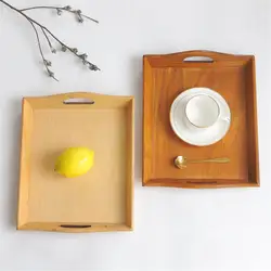 Ретро домашний стол прямоугольник деревянный поднос для хранения с Портативный ручка японский Стиль минималистский Кофе десертная