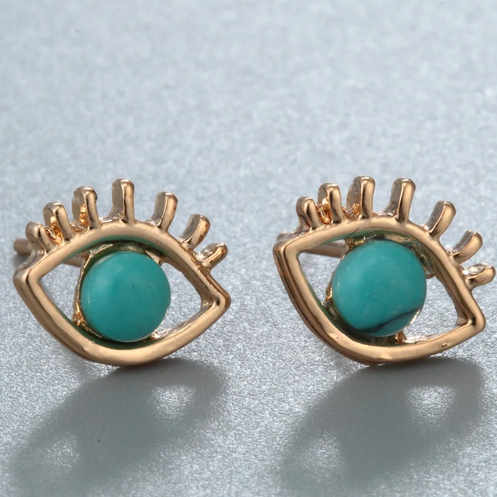 Женские сережки гвоздики в форме глаз Chandler золотистые стиле панк бохо|stud earrings|stud