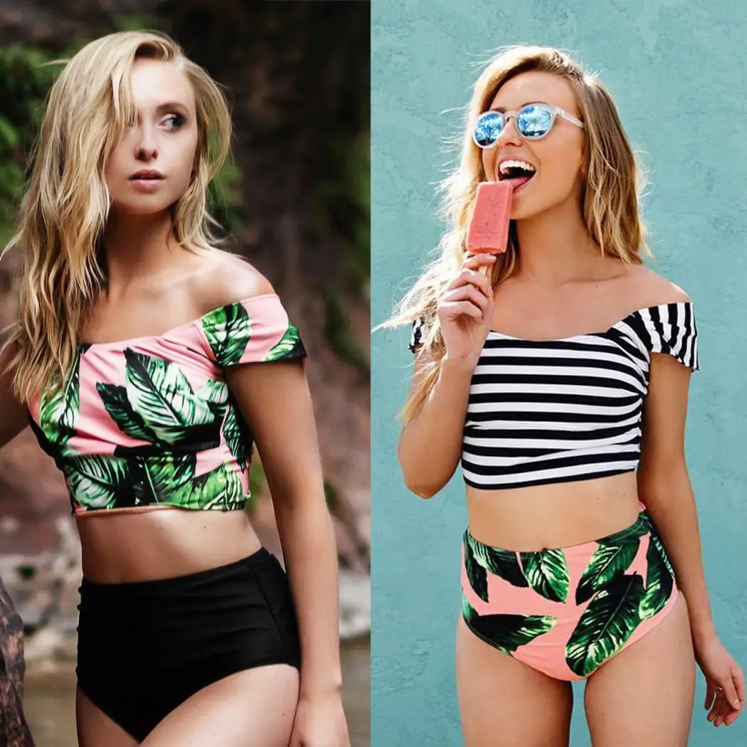 

Women Casual Square Collar Short Sleeve High Waist Flora Low Back Beach Casual, etc Swimsuit Summer, Autumn