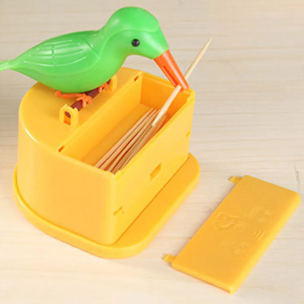 

Fully automatic Cute Hummingbird Toothpick Box Gag Gift Cleaning Teeth Container Toothpick Storage Dispenser Restaurant #14/6