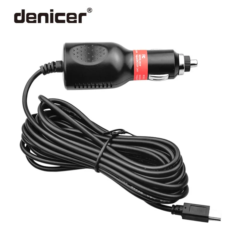 

denicer Micro mini Car Charger Adapter with 3.5m Charging Cable Input DC12V-36V Output DC5V 2A Charging Cable for Car DVR camera