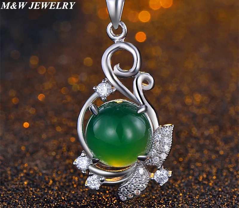 M&ampW JEWELRY 2017 Charms Pendant 925 sterling silve for women Necklace Four Leaves Green Natural Plant Specimens Clavicle | Украшения и