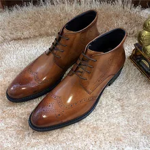 Мужская обувь с перфорацией типа «броги»; сезон весна-осень; коллекция года; мужские ботильоны martin из натуральной кожи; Мужские модельные туфли с перфорацией; модные свадебные короткие ботиночки