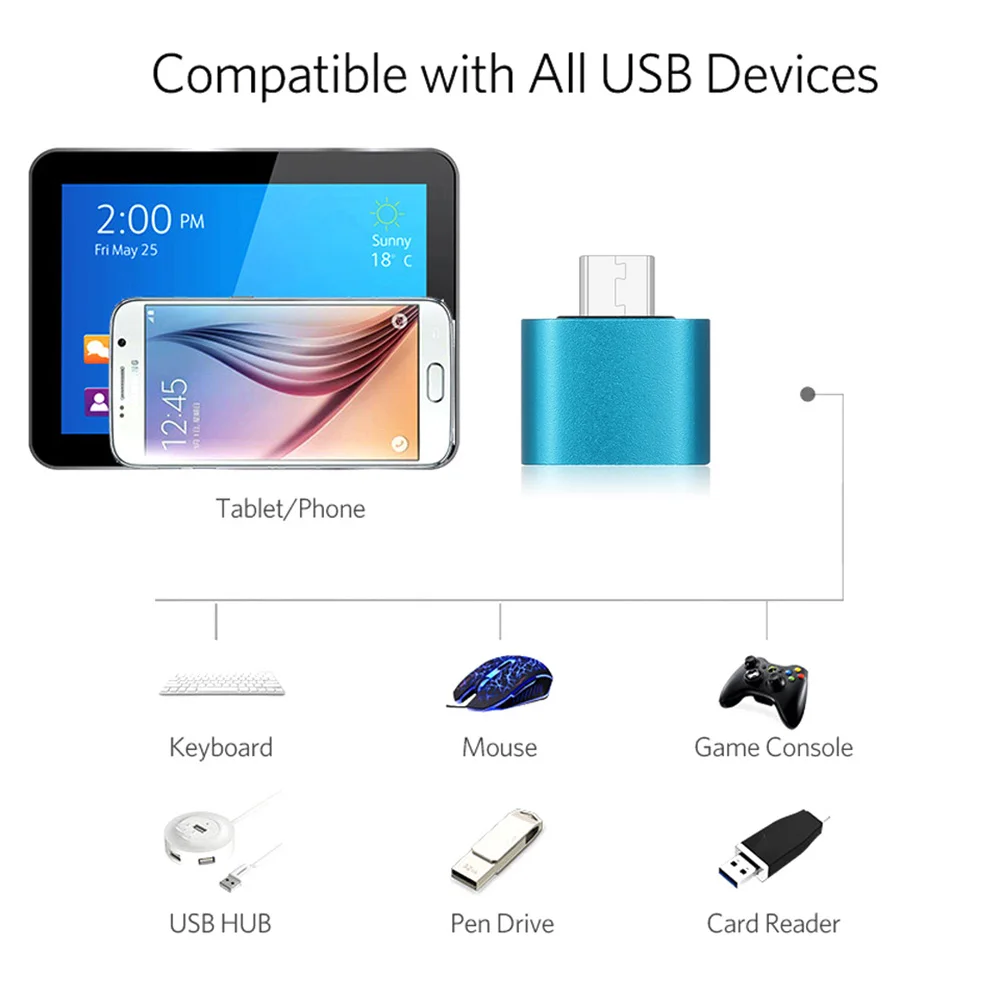 Модный металлический Micro USB Мужской к USB 2,0 Женский OTG адаптер конвертер смартфонов Аксессуары Android V8 кабель для huawei samsung