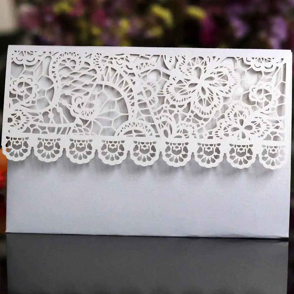  10pcs New Laser Cut Wedding Invitations Cards Set White Blue Greeting Cards Customize Business Invi - 32907383899